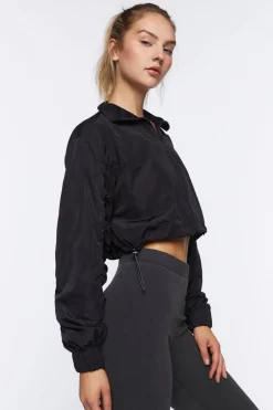 Active Ruched-Sleeve Windbreaker