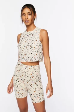 Active Terrazzo Print Biker Shorts