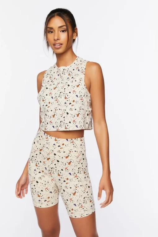 Active Terrazzo Print Biker Shorts