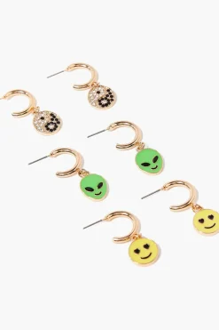 Alien Charm Hoop Earring Set