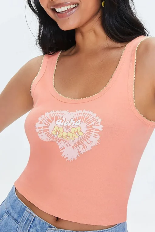 Aloha Graphic Cropped Tank Top