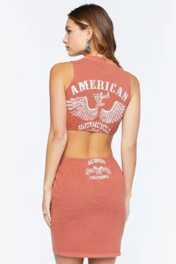 American Motorcycles Graphic Cutout Dress
