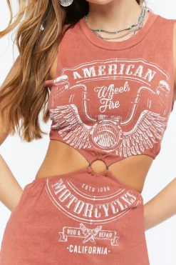 American Motorcycles Graphic Cutout Dress