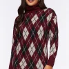 Argyle Turtleneck Mini Sweater Dress