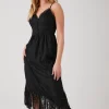 Asymmetrical Lace Midi Dress