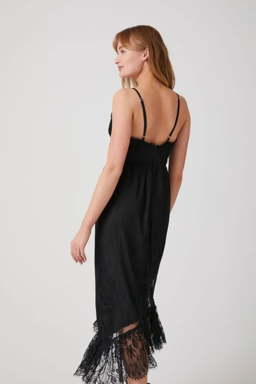 Asymmetrical Lace Midi Dress