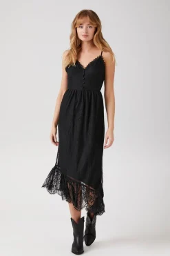 Asymmetrical Lace Midi Dress