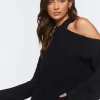 Asymmetrical Open-Shoulder Sweater