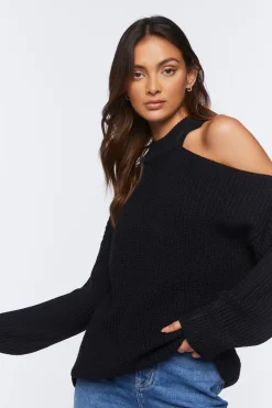 Asymmetrical Open-Shoulder Sweater