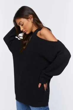Asymmetrical Open-Shoulder Sweater