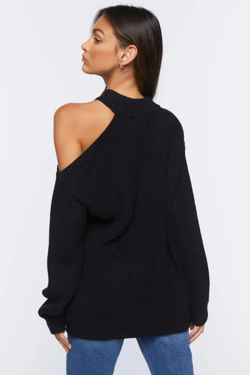 Asymmetrical Open-Shoulder Sweater