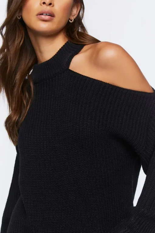 Asymmetrical Open-Shoulder Sweater