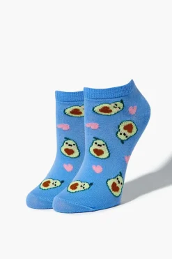 Avocado & Heart Print Ankle Socks