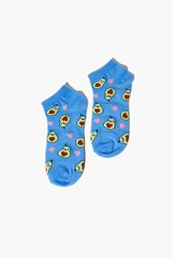 Avocado & Heart Print Ankle Socks