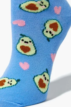 Avocado & Heart Print Ankle Socks