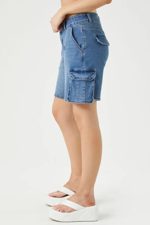 Baggy Denim Cargo Bermuda Shorts