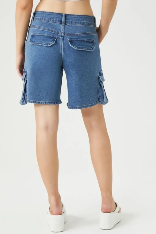 Baggy Denim Cargo Bermuda Shorts