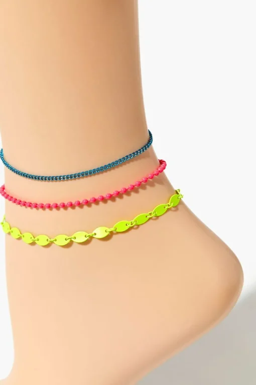 Ball Chain Anklet Set
