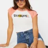 Barbados Graphic Cropped Raglan Tee