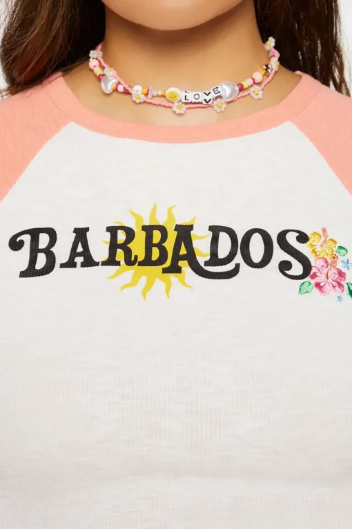Barbados Graphic Cropped Raglan Tee