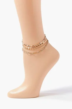 Beaded Chain Anklet Set