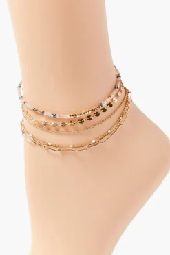 Beaded Chain Anklet Set