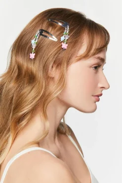 Beaded Charm Snap Hair Clip Set