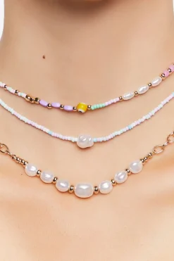 Beaded Faux Pearl Necklace Set