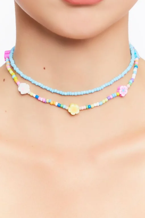 Beaded Floral Necklace Set