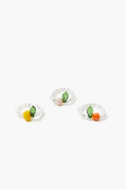 Beaded Fruit Stretch Ring Set