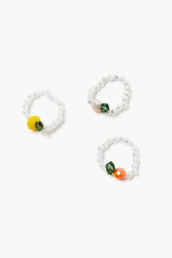 Beaded Fruit Stretch Ring Set
