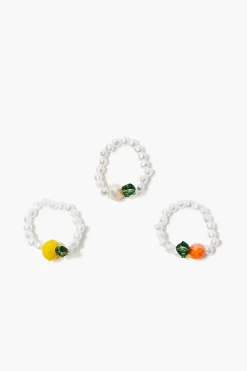 Beaded Fruit Stretch Ring Set