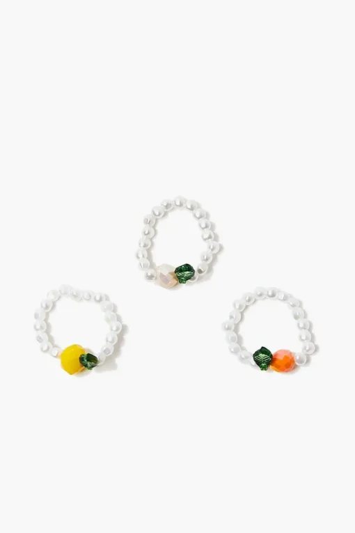 Beaded Fruit Stretch Ring Set