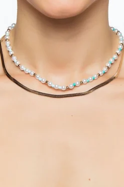 Beaded Snake Chain Layered Necklace