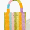 Beaded Striped Tote Bag