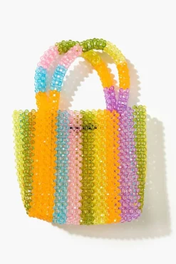 Beaded Striped Tote Bag