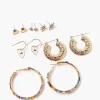 Beaded Stud & Hoop Earrings Set