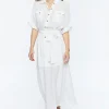 Belted Button-Front Maxi Dress