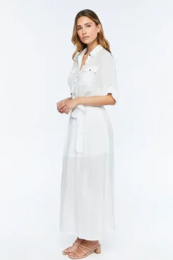 Belted Button-Front Maxi Dress
