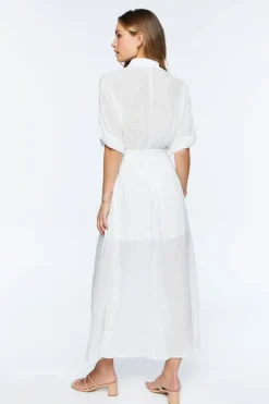 Belted Button-Front Maxi Dress