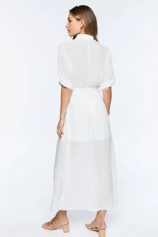 Belted Button-Front Maxi Dress