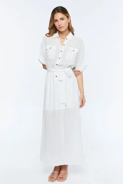 Belted Button-Front Maxi Dress