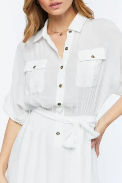 Belted Button-Front Maxi Dress