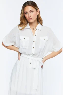 Belted Button-Front Maxi Dress