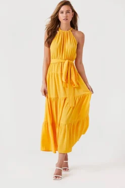 Belted Halter Maxi Dress