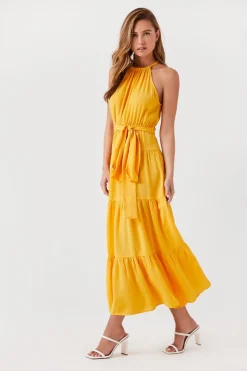 Belted Halter Maxi Dress