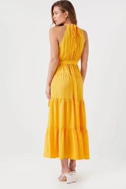 Belted Halter Maxi Dress