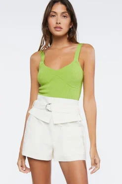 Belted High-Rise Foldover Shorts