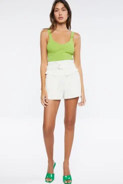 Belted High-Rise Foldover Shorts