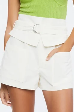 Belted High-Rise Foldover Shorts